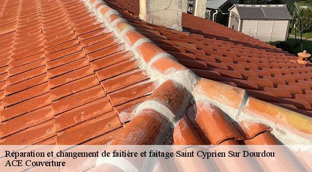 Réparation et changement de faitière et faitage saint-cyprien-sur-dourdou-12320 ACE Couverture